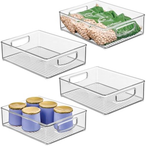 image:imageiDesign Plastic Stackable Pantry Bin Set of 2 Clear  Organizer Bin with Handles For Cabinets or FridgePack of 4