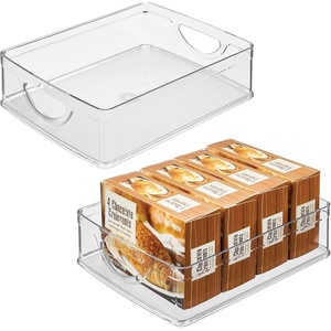 image:imageiDesign Plastic Stackable Pantry Bin Set of 2 Clear  Storage Bin with Handles For Cabinets or FridgePack of 2
