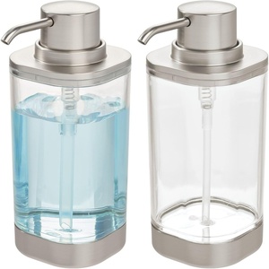 image:imageiDesign Refillable Liquid Soap Dispenser for Bathroom or Kitchen Countertop  ClearBrushed NickelPack of 2