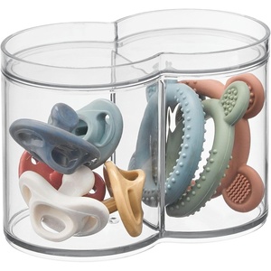 image:imageiDesign Round Plastic Canister Cosmetic Organizer with Top Tray Lid Clear  For Bathroom Vanity