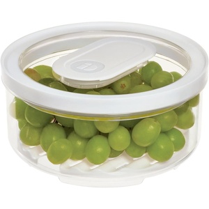 image:imageiDesign Small Round Fridge Produce Bin with Removable Drainage Tray and Lid  Set of 4  ClearPack of 1