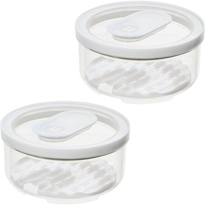 image:imageiDesign Small Round Fridge Produce Bin with Removable Drainage Tray and Lid  Set of 4  ClearPack of 2