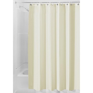 image:imageiDesign Solid Polyester Shower Curtain Sand Brown  12 Reinforced ButtonholesSand