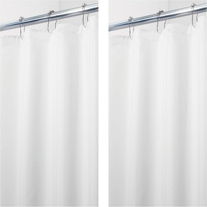 image:imageiDesign Solid Polyester Shower Curtain Sand Brown  12 Reinforced ButtonholesWhite