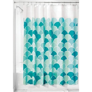 image:imageiDesign Splish Splash PEVA Bathroom Shower Curtain 72 x 72 Inches  White and Blue  12 Rustproof Metal GrommetsScales