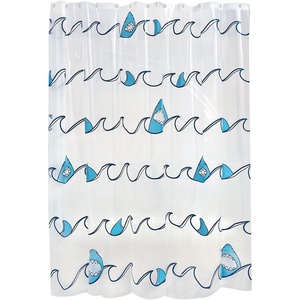 image:imageiDesign Splish Splash PEVA Bathroom Shower Curtain 72 x 72 Inches  White and Blue  12 Rustproof Metal GrommetsSharks