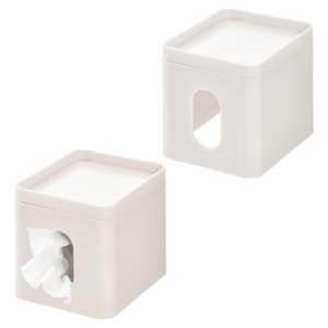 image:imageiDesign Square Tissue Cover for Bathroom Vanity Countertop or OfficeSet of 2Coconut White Boutique Box