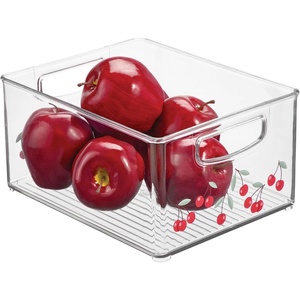 image:imageiDesign Stackable Clear Plastic Bin with Handles 2Pack  Kitchen Organizers and Storage For Fridge and PantryCherries