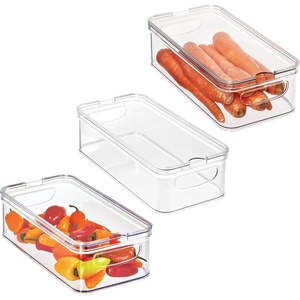 image:imageiDesign Stackable Fridge Organizer Bins with Lids for Fresh Produce  Set of 6  ClearPack of 3