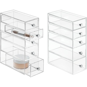 image:imageiDesign Stackable Makeup Organizer for Bathroom Countertop or VanitySet of 2Clear Tower5 Drawer M2