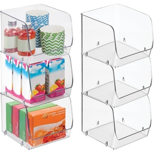 image:imageiDesign Stackable OpenFront Storage Bins Set of 6 Clear  Kitchen and Pantry OrganizationPack of 6
