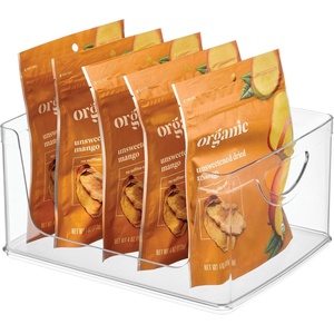 image:imageiDesign Stackable OpenFront Storage Bins with Handles Set of 4 Clear  For Kitchen and PantryPack of 1