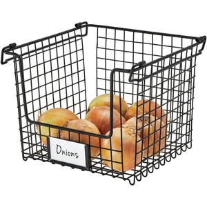 image:imageiDesign Stackable Wire Pantry Basket with Label Plate  Set of 6  Matte Black10 x 10 x 775