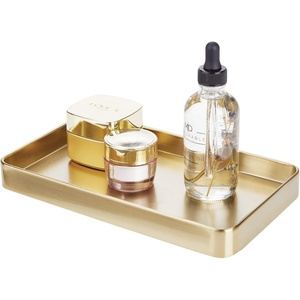 image:imageiDesign Stainless Steel Bathroom Tray for Towels Cosmetics and Accessories The Gia Collection  962 x 562 x 107 WhiteSoft Brass