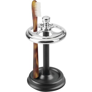 image:imageiDesign Steel Divided Toothbrush Holder Stand 325 x 325 x 575  Four Divided Compartments Brushed Nickel amp Polished ChromeChromeBlack