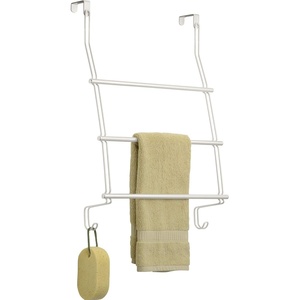 image:imageiDesign Steel OverTheDoor Towel Rack Bronze  Storage Hooks For Clothes For Towels For AccessoriesPearl White