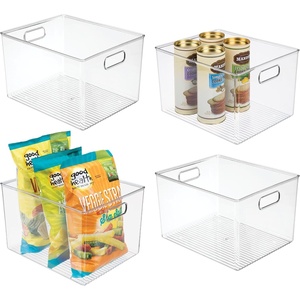 image:imageiDesign Storage Bin with Handles 12 x 10 x 8 Clear  For Kitchen Pantry Cabinet Nursery CraftsPack of 4