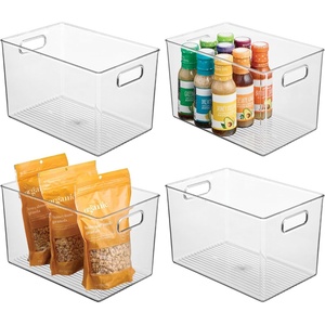 image:imageiDesign Storage Bins with Handles Set of 2 Clear  Organizer Bins For Kitchen Pantry Bathroom or Home OfficePack of 4