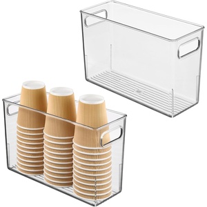 image:imageiDesign Tall Plastic Storage Bin with Handles for Fridge or Freezer  Set of 8  Clear  Made in USAPack of 2