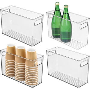 image:imageiDesign Tall Plastic Storage Bin with Handles for Fridge or Freezer  Set of 8  Clear  Made in USAPack of 4