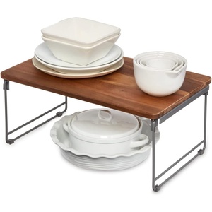 image:imageiDesign The Ra Safford Collection Acacia Wood and Wire Serving Tray 145 x 75 x 32Riser  Large