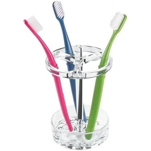 image:imageiDesign Toothbrush Holder Clear  For Normal to Large Toothbrushes Fits Spin Brushes Holds ToothpasteClear