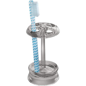 image:imageiDesign Toothbrush Holder Clear Pack of 2  4 Divided Sections For Bathroom or VanitySmoke