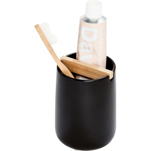 image:imageiDesign Toothbrush Holder Matte Black  Removable Wood Divider For Bathroom CountertopsMatte Black