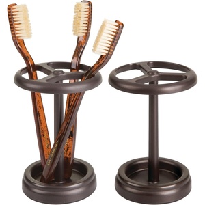 image:imageiDesign Toothbrush Holder for Bathroom  3Section 2Pack Bronze  Toothbrush Stand for CountertopPack of 2