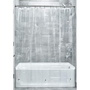 image:imageiDesign Vinyl Shower Liner 72 x 96 Clear  12 Grommets Weighted Magnets72x96
