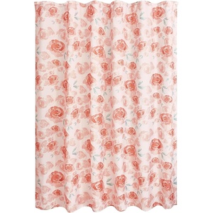 image:imageiDesign Watercolor Daisies Polyester Shower Curtain  12 Reinforced Buttonholes  72 x 72  OrangePink
