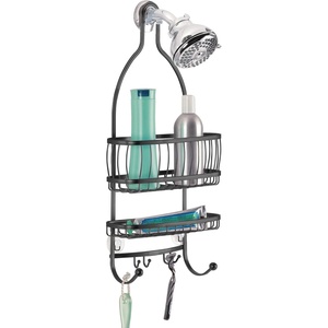 image:imageiDesign York Metal ExtraWide Hanging Shower Caddy Silver  10 x 4 x 22Matte Black