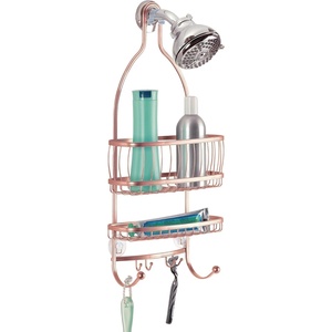 image:imageiDesign York Metal ExtraWide Hanging Shower Caddy Silver  10 x 4 x 22Rose Gold