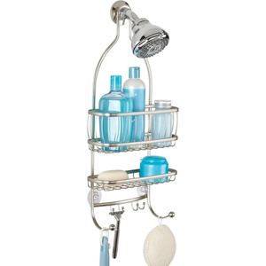 image:imageiDesign York Metal ExtraWide Hanging Shower Caddy Silver  10 x 4 x 22Satin