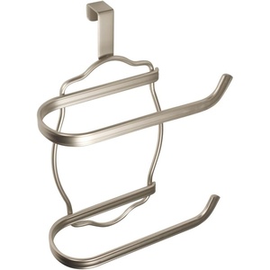 image:imageiDesign York Metal Free Standing Toilet Paper Tissue Holder with Shelf Roll Reserve Canister for Kids Guest Master Office Bathroom 64 x 812 x 24  Satin SilverSatin