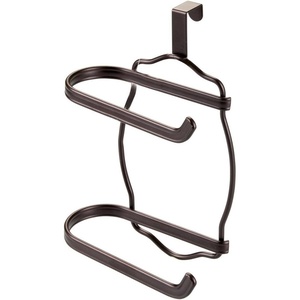 image:imageiDesign York Metal Free Standing Toilet Paper Tissue Holder with Shelf Roll Reserve Canister for Kids Guest Master Office Bathroom 64 x 812 x 24  Satin SilverBronze