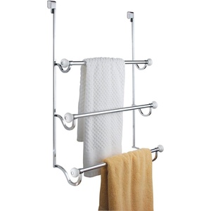 image:imageiDesign York Metal Over the Shower Door Towel Rack Hooks for Master Guest Kids Bathroom 475 x 1775 x 225 Chrome  For Bathroom StorageChrome
