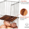 image:imageThe Ra Safford Collection by iDesign Open Front Wire Basket with Acacia Wood 16 x 8 x 6 CharcoalCharcoal