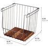 image:imageThe Ra Safford Collection by iDesign Open Front Wire Basket with Acacia Wood 16 x 8 x 6 CharcoalCharcoal