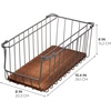 image:imageThe Ra Safford Collection by iDesign Open Front Wire Basket with Acacia Wood 16 x 8 x 6 CharcoalCharcoal