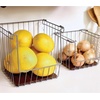 image:imageThe Ra Safford Collection by iDesign Open Front Wire Basket with Acacia Wood 16 x 8 x 6 CharcoalCharcoal