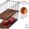 image:imageThe Ra Safford Collection by iDesign Open Front Wire Basket with Acacia Wood 16 x 8 x 6 CharcoalCharcoal