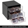 image:imageiDesign 3Drawer Stackable Sunglasses Organizer  Clear Glasses Storage Eyewear Display HolderBlack