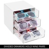 image:imageiDesign 3Drawer Stackable Sunglasses Organizer  Clear Glasses Storage Eyewear Display HolderWhite