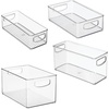 image:imageiDesign 4Piece Plastic Organizer Bin Set Clear  Two 10 x 8 x 5 Bins Two 10 x 4 x 5 Bins For Pantry and Cabinet Organization Made in the USA10 x 10 x 8