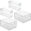 image:imageiDesign 4Piece Plastic Organizer Bin Set Clear  Two 10 x 8 x 5 Bins Two 10 x 4 x 5 Bins For Pantry and Cabinet Organization Made in the USA10 x 12 x 10