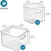image:imageiDesign 50 Recycled Plastic Refrigerator Set Made in The USA  Versatile Design Ideal for Freezer Pantry and Cabinet Organization Two 5 x 5 x 14 and Two 10 x 5 x 14 Bins Clear8 x 16 x 6