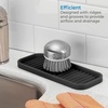 image:imageiDesign 63883 Lineo Silicone Kitchen Sink Tray for Sponges Scrubbers Soap Stovetop Spoon Holder 9 x 35 x 05 Gray  for CountertopsBlack