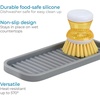 image:imageiDesign 63883 Lineo Silicone Kitchen Sink Tray for Sponges Scrubbers Soap Stovetop Spoon Holder 9 x 35 x 05 Gray  for CountertopsGray