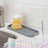 image:imageiDesign 63883 Lineo Silicone Kitchen Sink Tray for Sponges Scrubbers Soap Stovetop Spoon Holder 9 x 35 x 05 Gray  for CountertopsGray